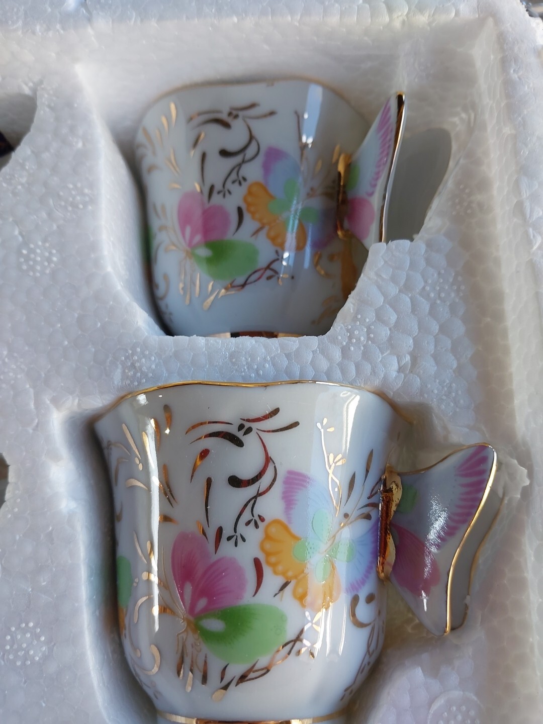 Formalities by Baum Bros 6 Vintage Butterfly Demitasse  Tea Cups And Saucers