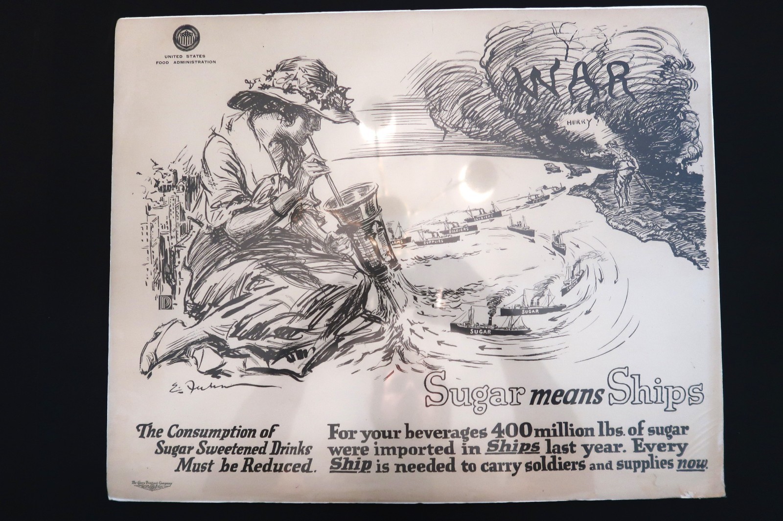 Original 1917 World War I Poster Sugar Means Ships WWI Propaganda Ernest Fuhr Original 1917 World War I Poster Sugar Means Ships WWI Propaganda Ernest Fuhr