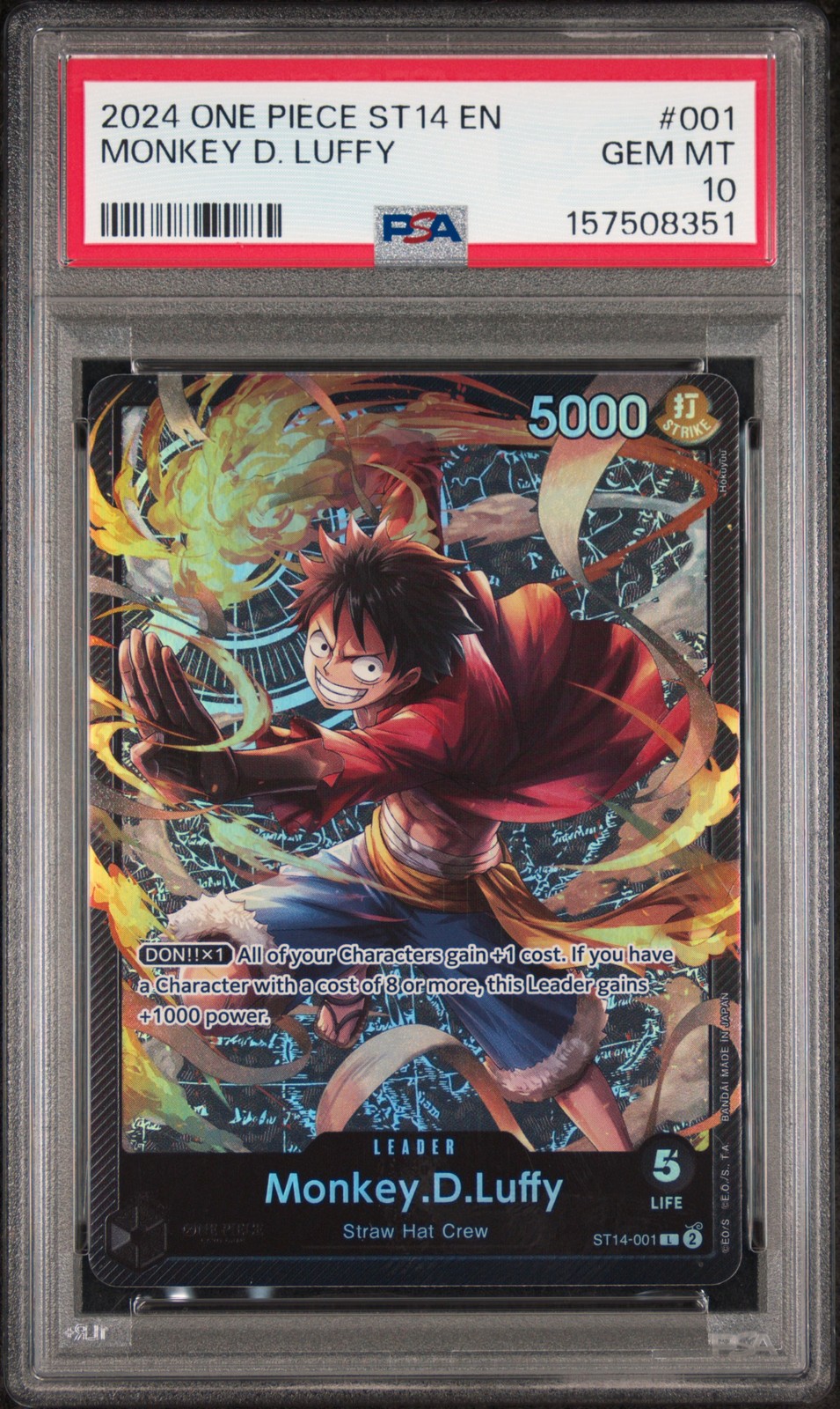 2024 ONE PIECE STARTER DECK ST14-3D2Y #001 MONKEY D. LUFFY PSA 10