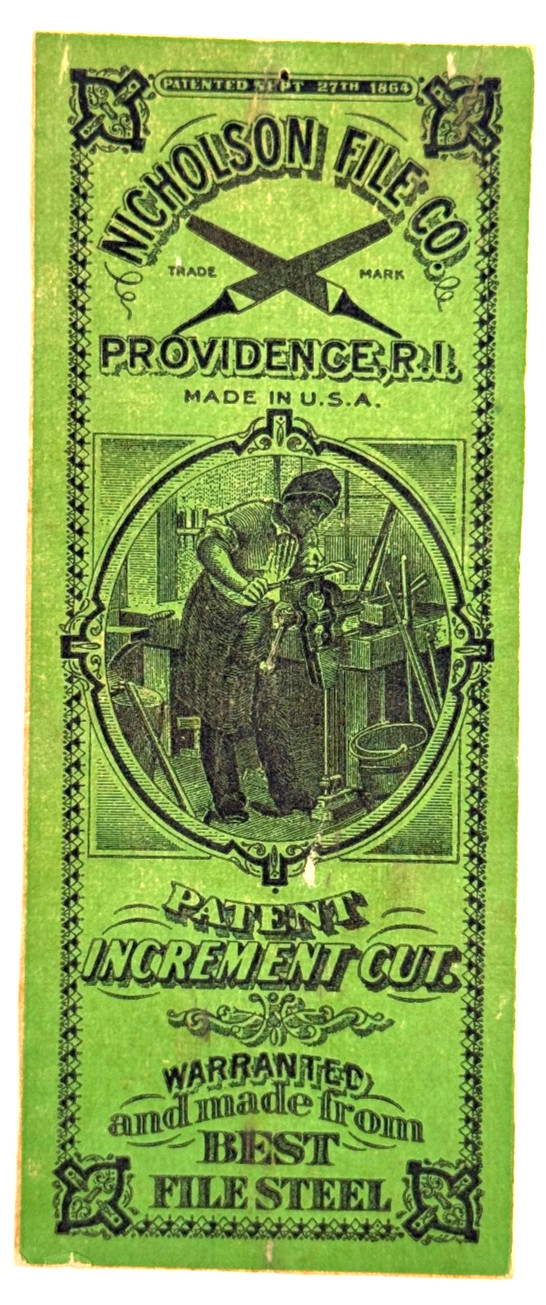 Antique 1860's Nicholson File Co. Providence RI advertising trade card label Antique 1860's Nicholson File Co. Providence RI advertising trade card label