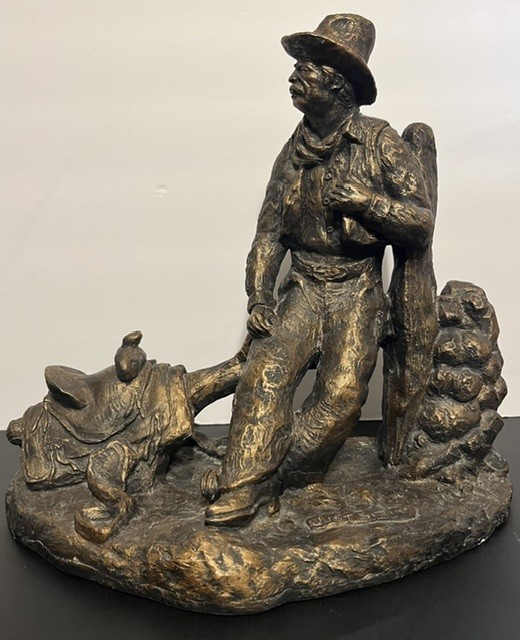 Vintage 1978 Billy Burns" Just Sittin" Large Cowboy Statue 16" x 13" Hydrostone Vintage 1978 Billy Burns" Just Sittin" Large Cowboy Statue 16" x 13" Hydrostone