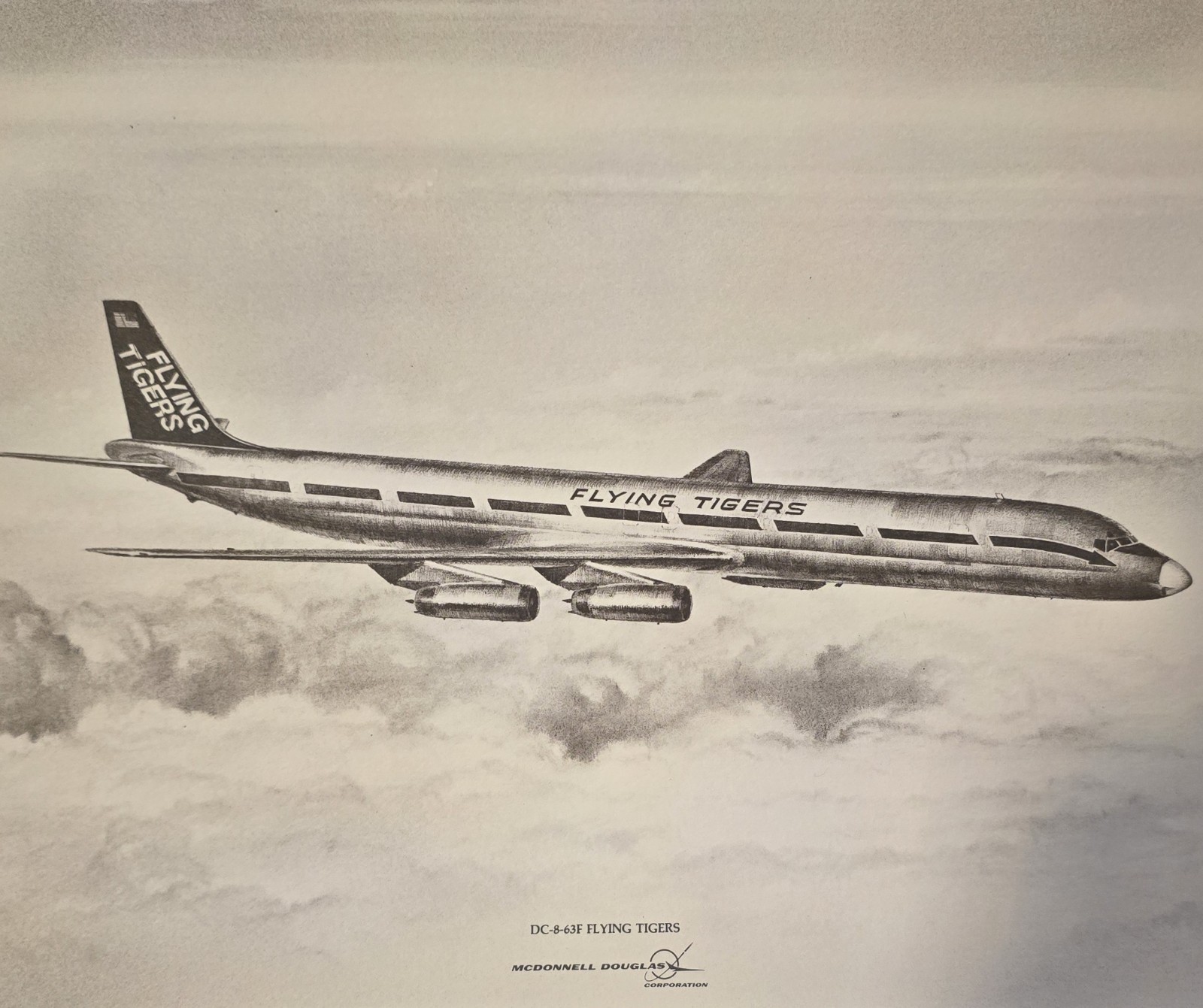 Vintage Flying Tigers DC-8-63F McDonnell Douglas Aviation Aircraft Art Print
