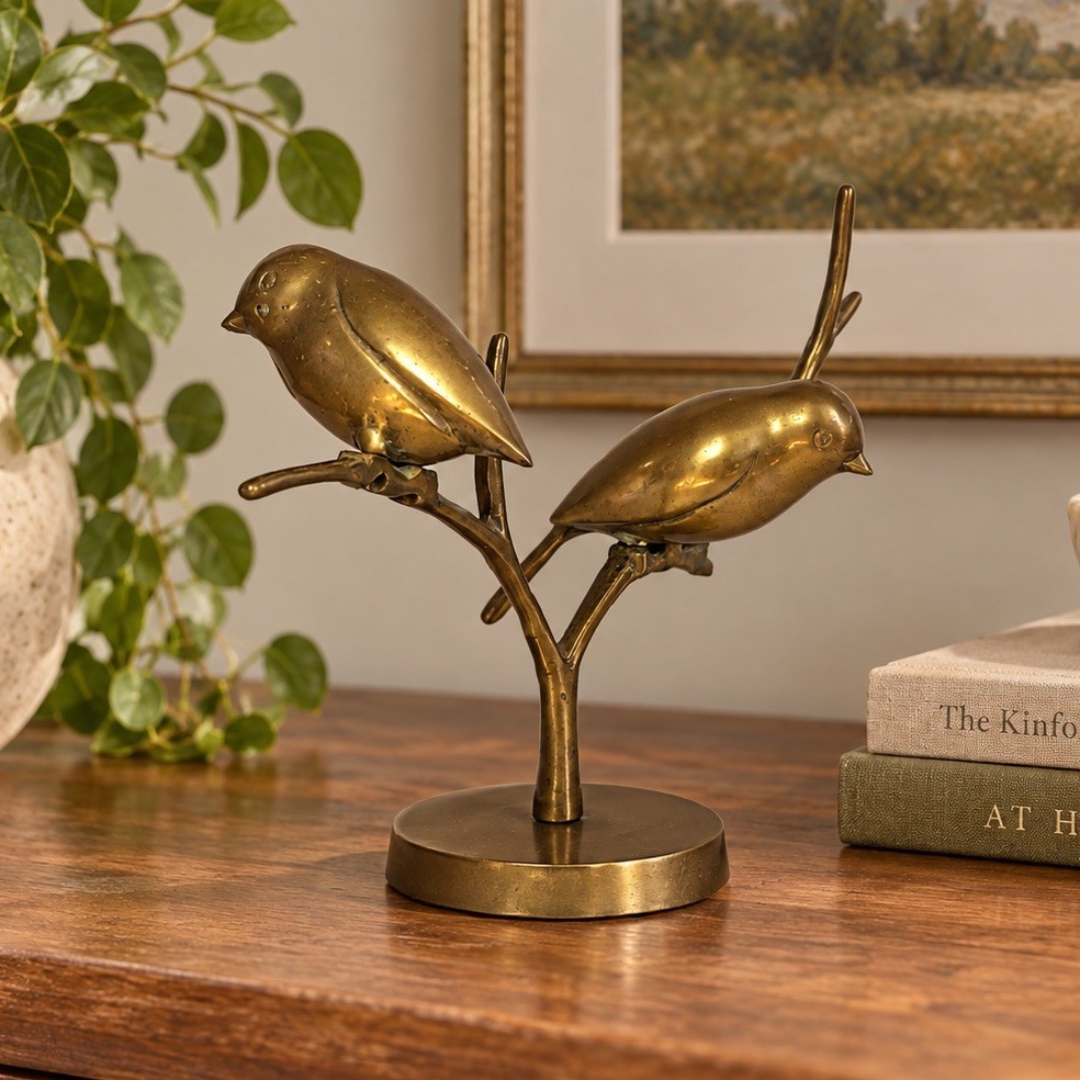VTG MCM Brass Birds On Branch Sculpture Jewelry Holder Tree Decor 10x7.25 VTG MCM Brass Birds On Branch Sculpture Jewelry Holder Tree Decor 10x7.25