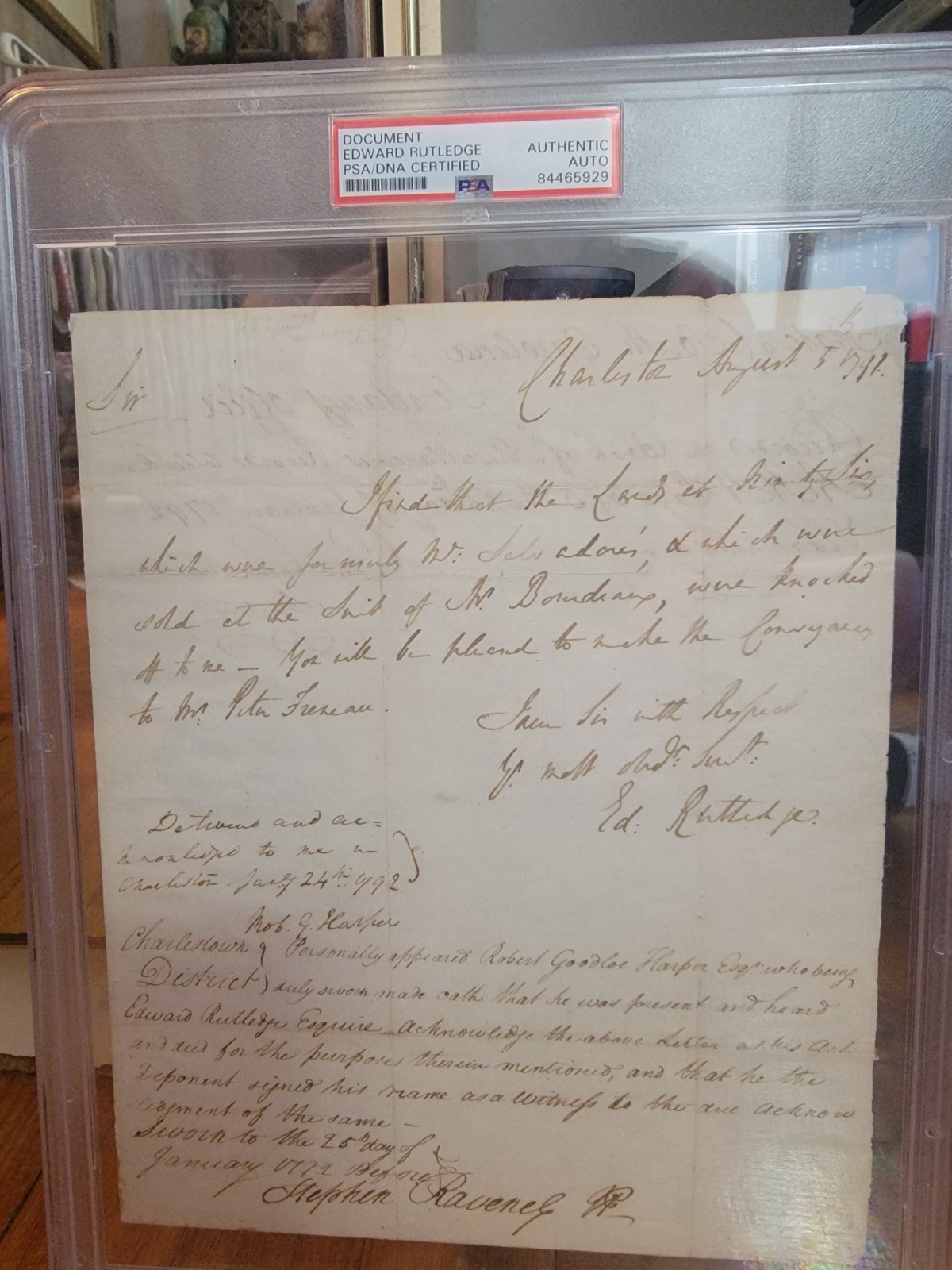 Edward Rutledge ALS Handwritten Letter 1791 Signed PSA/DNA Certified Original Edward Rutledge ALS Handwritten Letter 1791 Signed PSA/DNA Certified Original