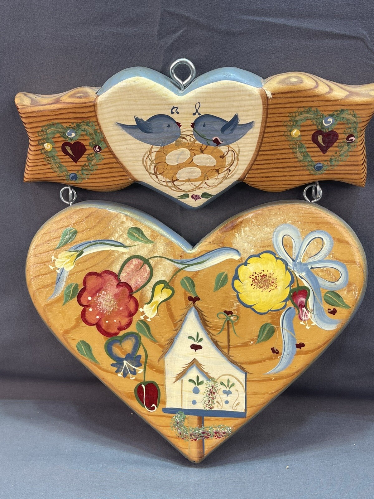 J.D.L VTG 1995 Hand Painted In Mexico Folk Art 90’s Decor Heart Shaped J.D.L VTG 1995 Hand Painted In Mexico Folk Art 90’s Decor Heart Shaped