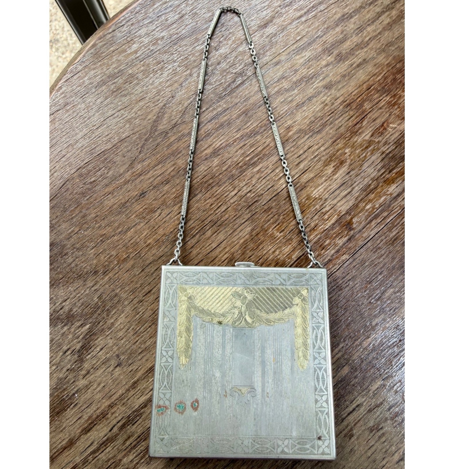 Antique 1920s Elginite EAM Vanity Dance Purse Compact Tangee Lipstick Chain Art Antique 1920s Elginite EAM Vanity Dance Purse Compact Tangee Lipstick Chain Art