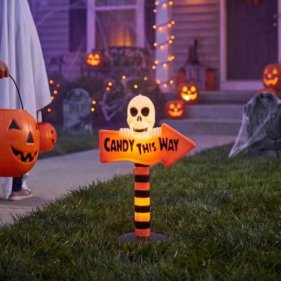 Light-Up Candy This Way Blow Mold Decoration, Orange and Black, 18", Halloween b Light-Up Candy This Way Blow Mold Decoration, Orange and Black, 18", Halloween b