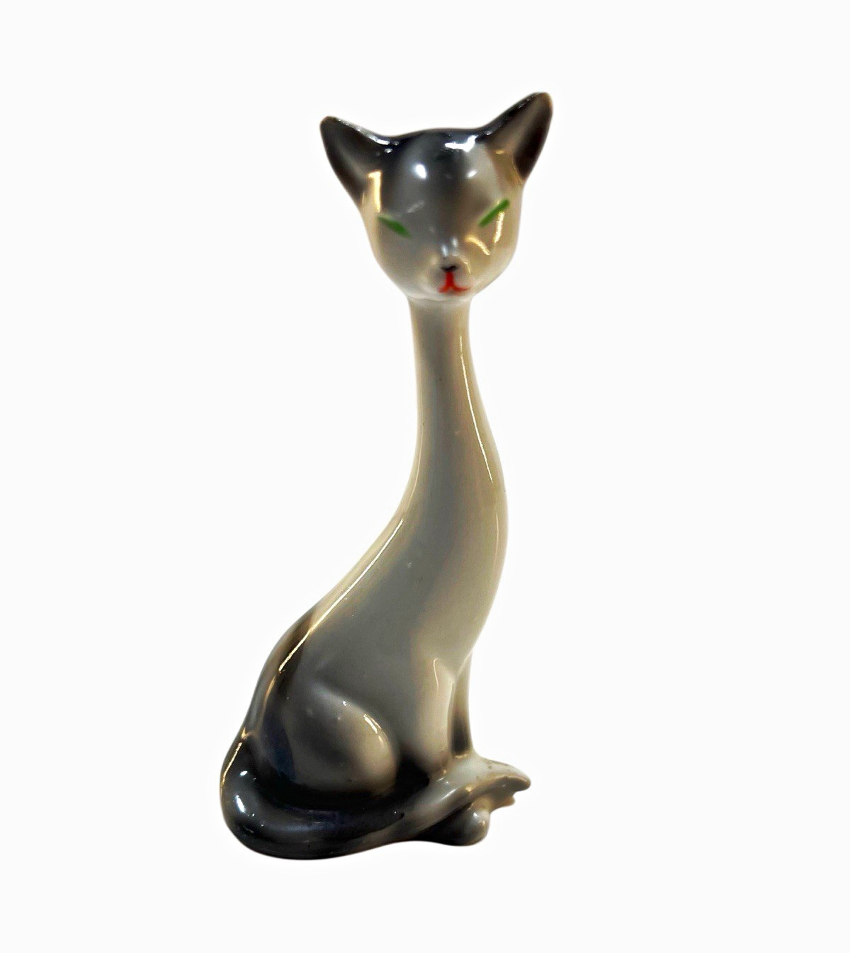 Vintage Small 5” Siamese Cat Long Neck Kitsch Blue Eyes Collectable
