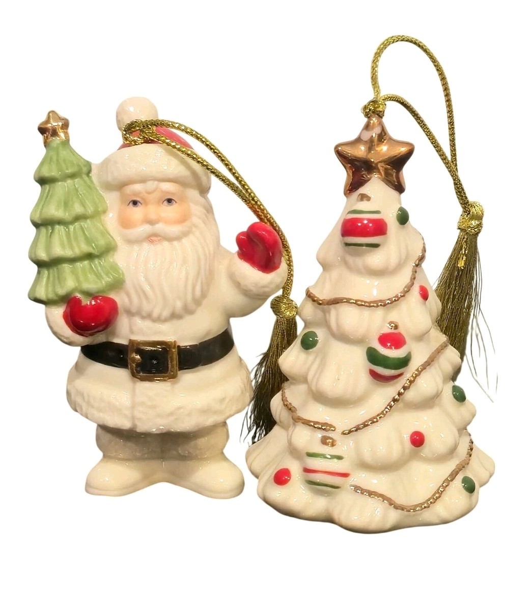 Vtg Lenox Ornaments Very Merry Santa Christmas Tree Porcelain W/ Original Boxes Vtg Lenox Ornaments Very Merry Santa Christmas Tree Porcelain W/ Original Boxes