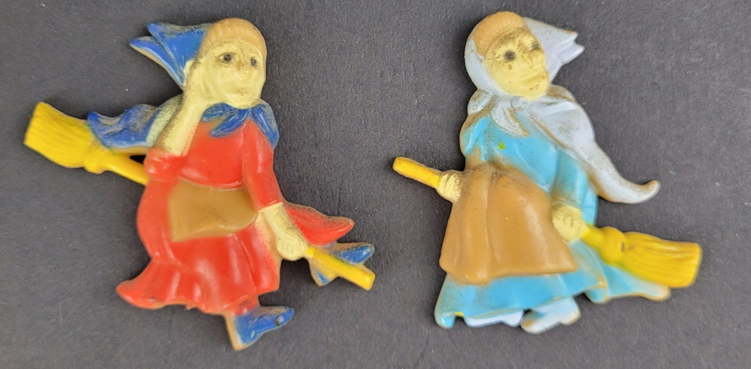 Vintage 60s Kitchen Witch Magnets Set Of 2 From Hong Kong RARE Hard To Find
