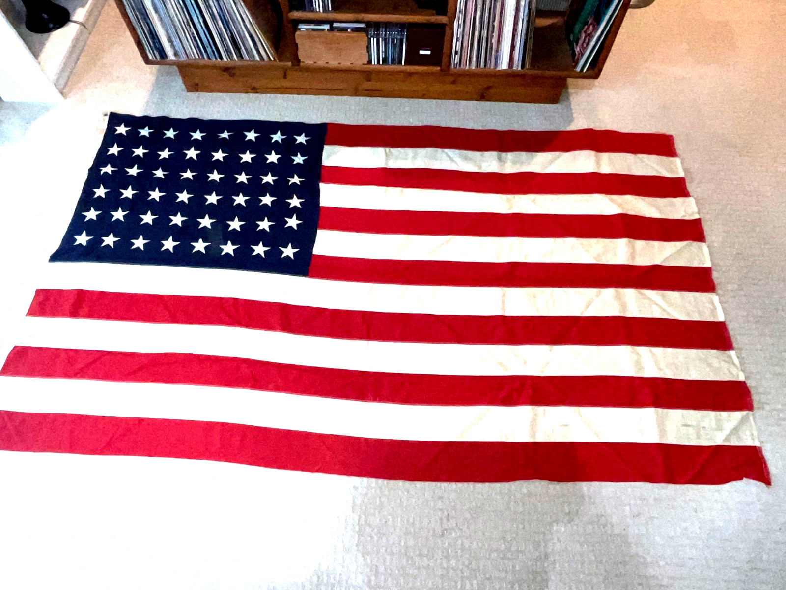 Vintage 5' x 8' U.S. 48 Star Flag Previously Owned By A Coastguard Veteran