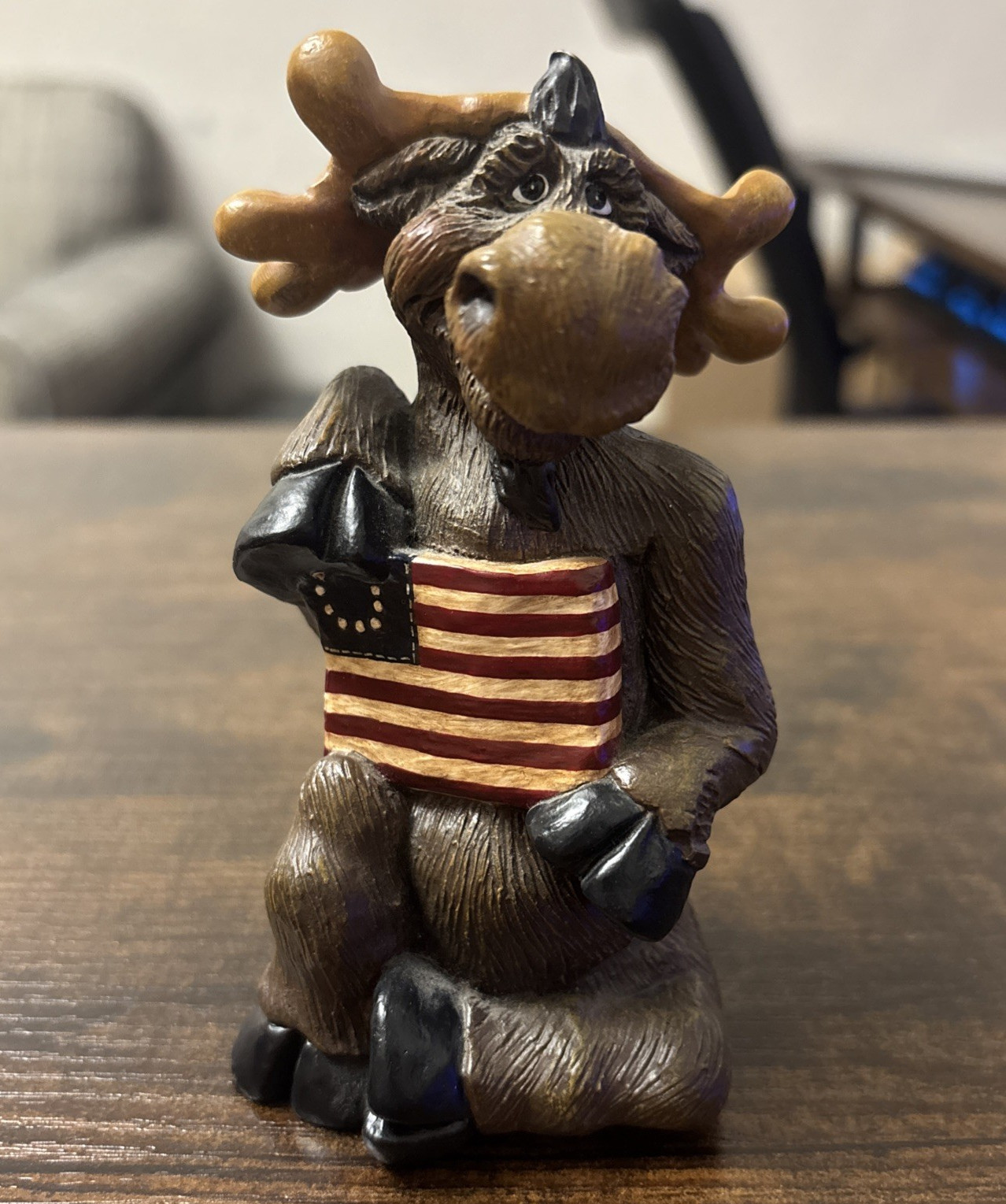 Vintage Keith Hylton Collectible Moose With American Flag Paws & Claus 2001 Vintage Keith Hylton Collectible Moose With American Flag Paws & Claus 2001