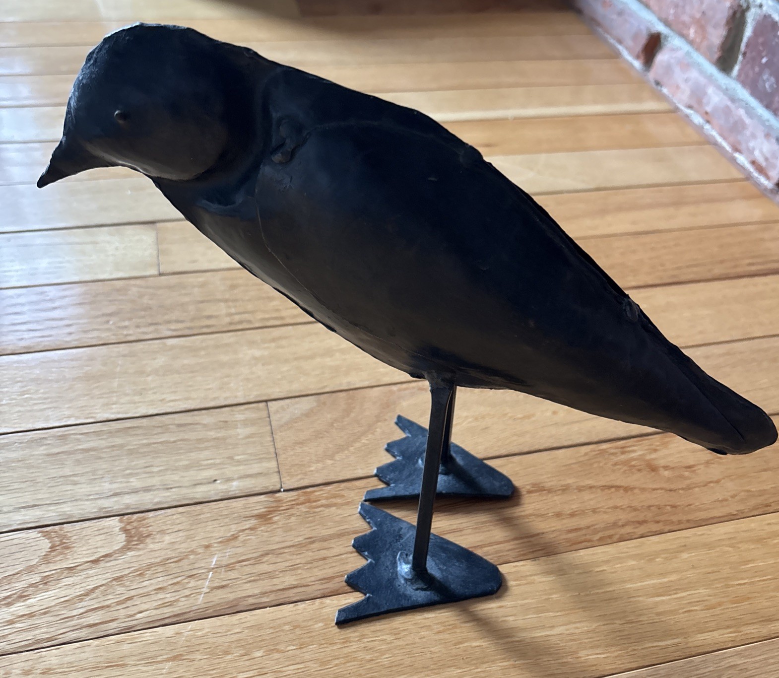Vintage Folk Art Raven Crow Black Bird Metal Bird LARGE Bird Metal Art 9” Tall Vintage Folk Art Raven Crow Black Bird Metal Bird LARGE Bird Metal Art 9” Tall