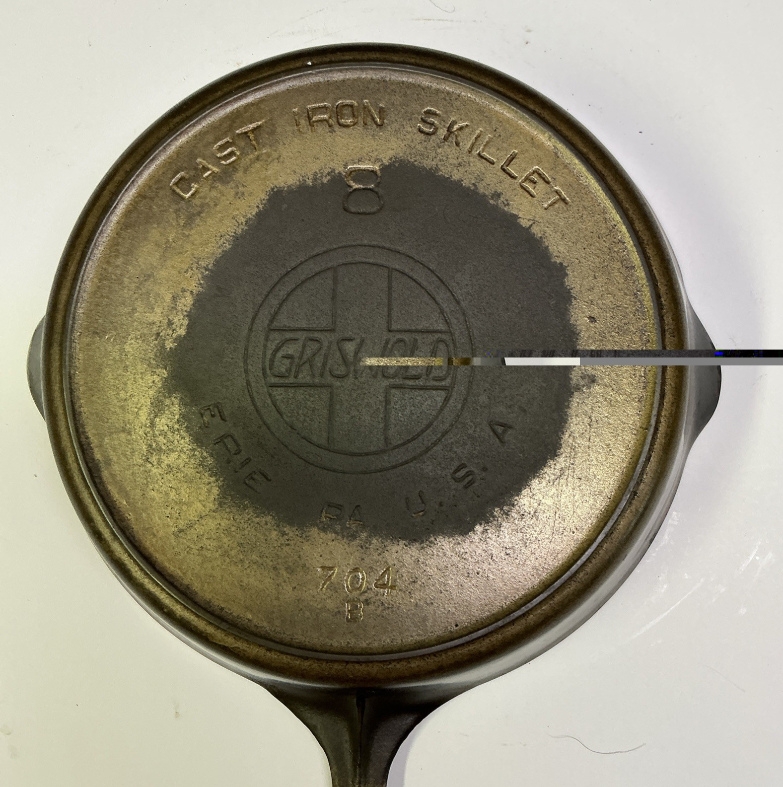 Antique Griswold No. 8 Cast Iron Skillet Large Block Logo 704B Nickel Plated