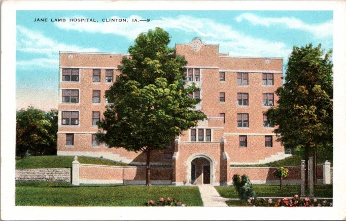 c1940 Jane Lamb Hospital Clinton Iowa IA Linen EC Kropp Postcard c1940 Jane Lamb Hospital Clinton Iowa IA Linen EC Kropp Postcard