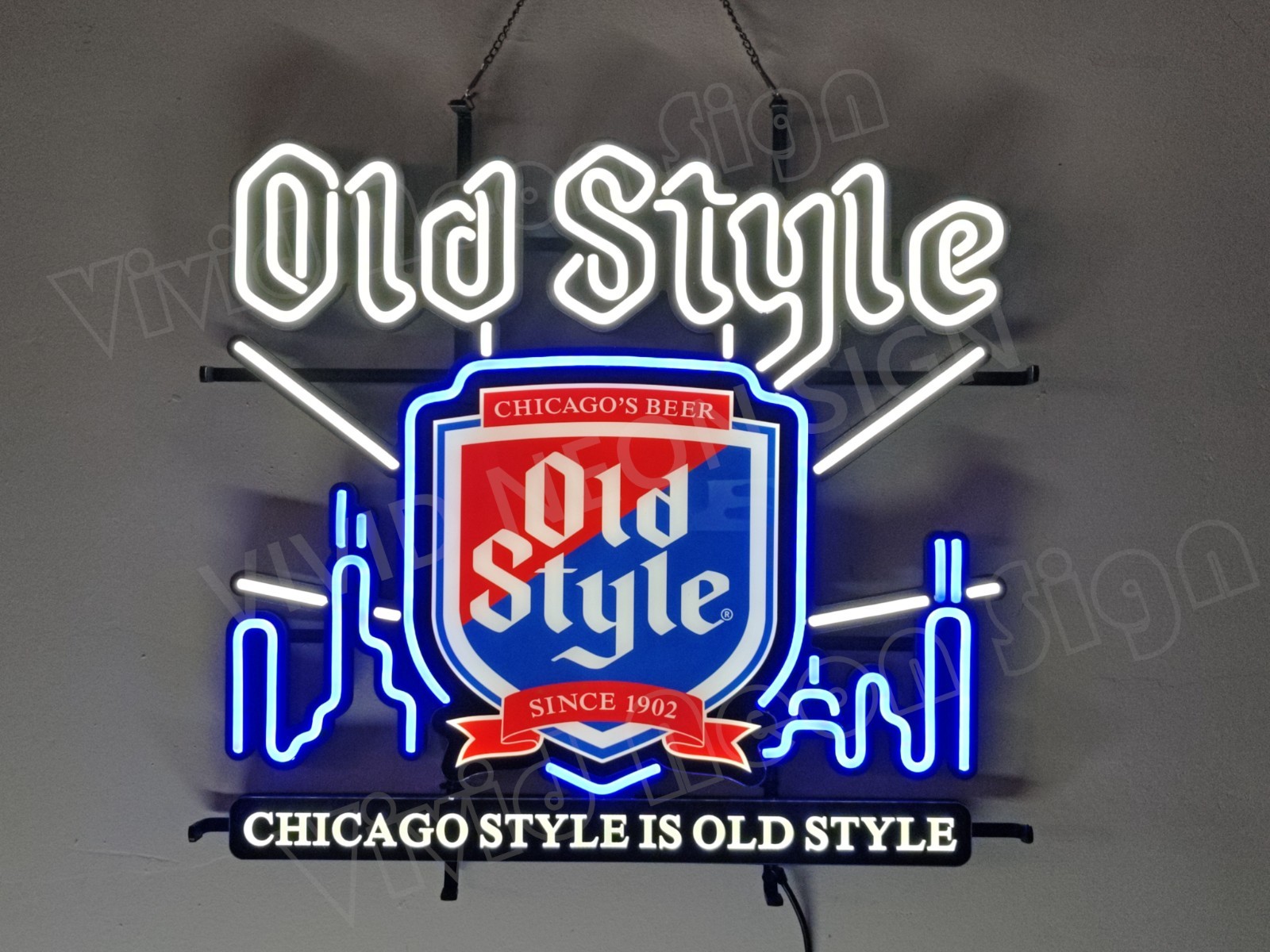 Old Style Beer Chicago City Skyline 24" Vivid LED Neon Sign Light With Dimmer Old Style Beer Chicago City Skyline 24" Vivid LED Neon Sign Light With Dimmer
