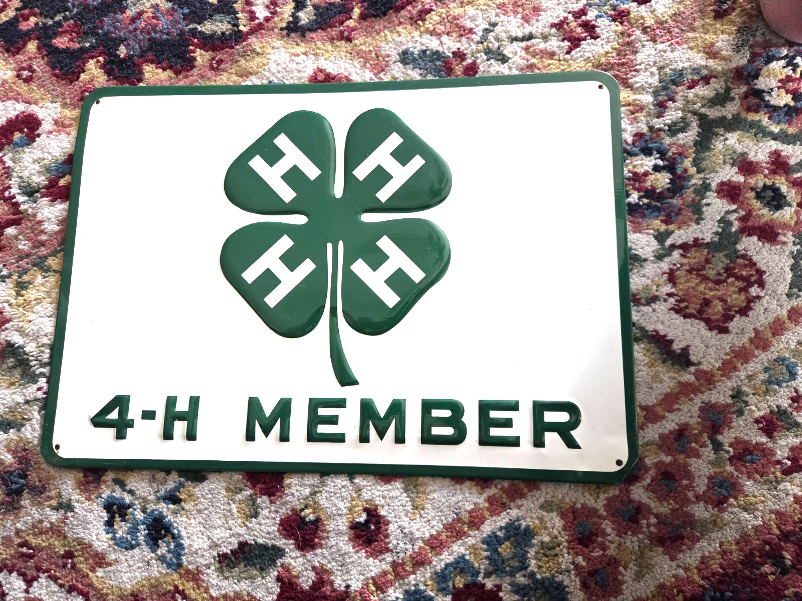 Vintage 4-H Member Clover Metal Sign Plate Decor Vintage 4-H Member Clover Metal Sign Plate Decor