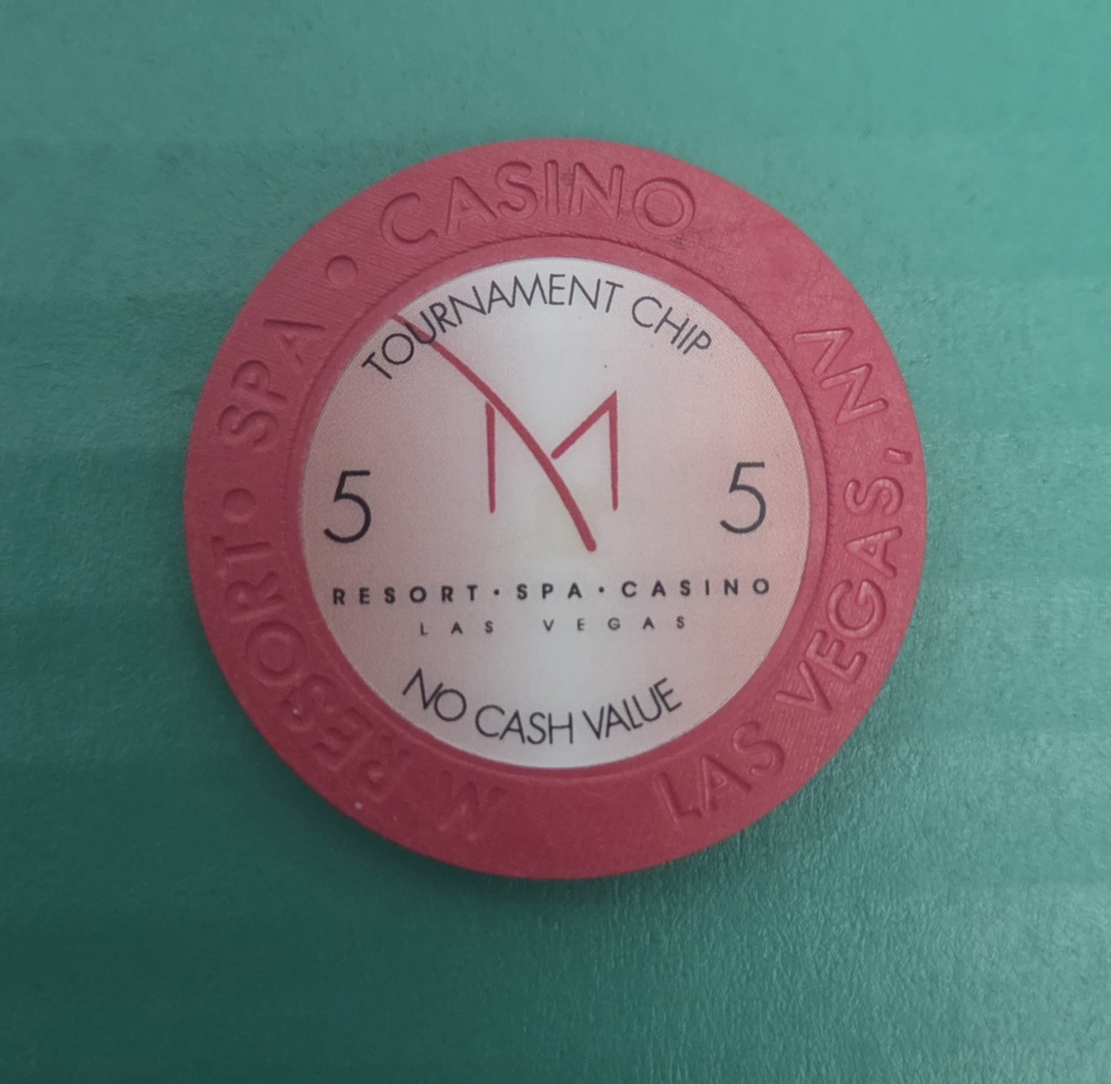 M Resort Casino Las Vegas, NV $5 NCV Tournament Casino Chip 2009 Issue M Resort Casino Las Vegas, NV $5 NCV Tournament Casino Chip 2009 Issue