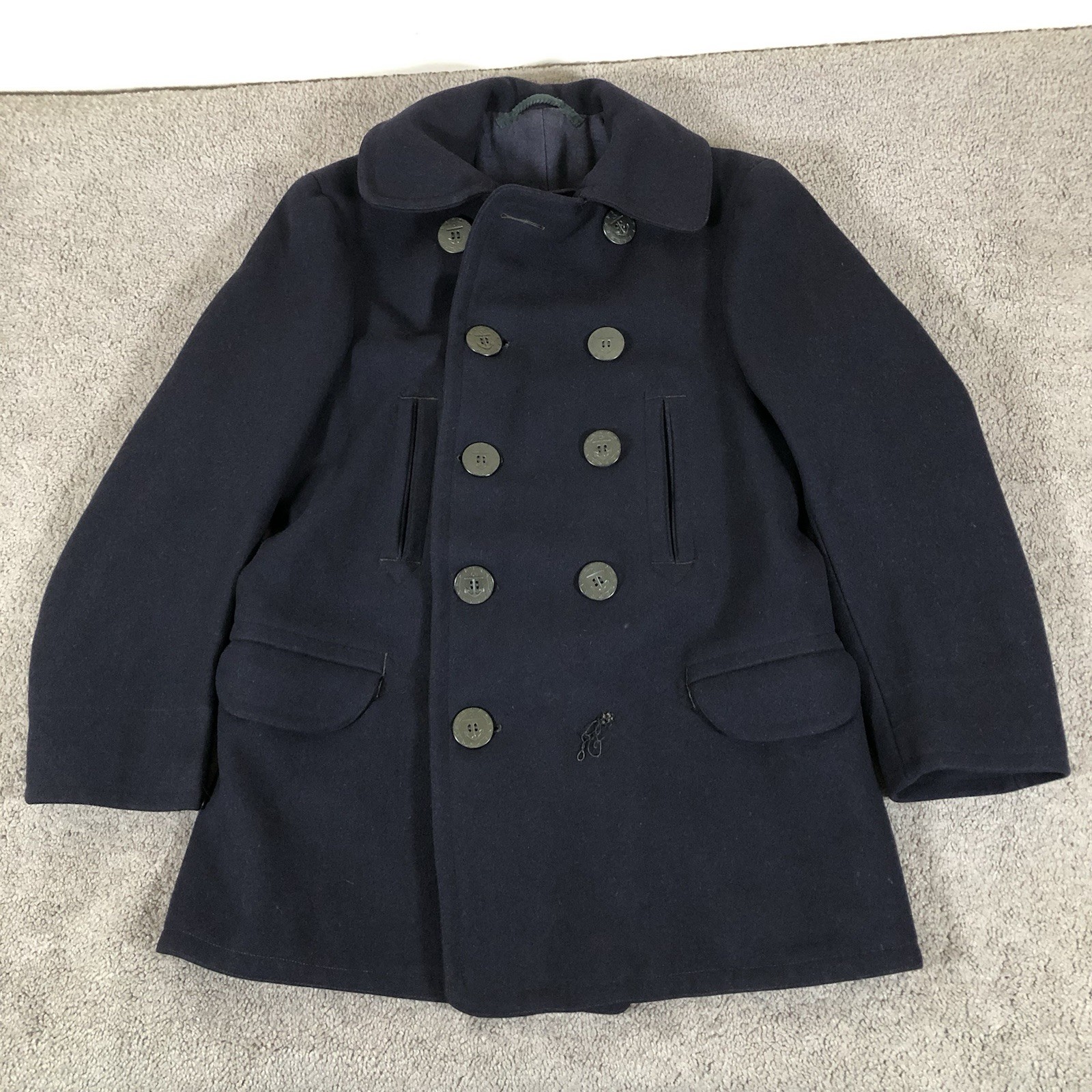 WWI Era US Navy Wool Peacoat Mens Early 1900s Pea Coat 13 Star Buttons