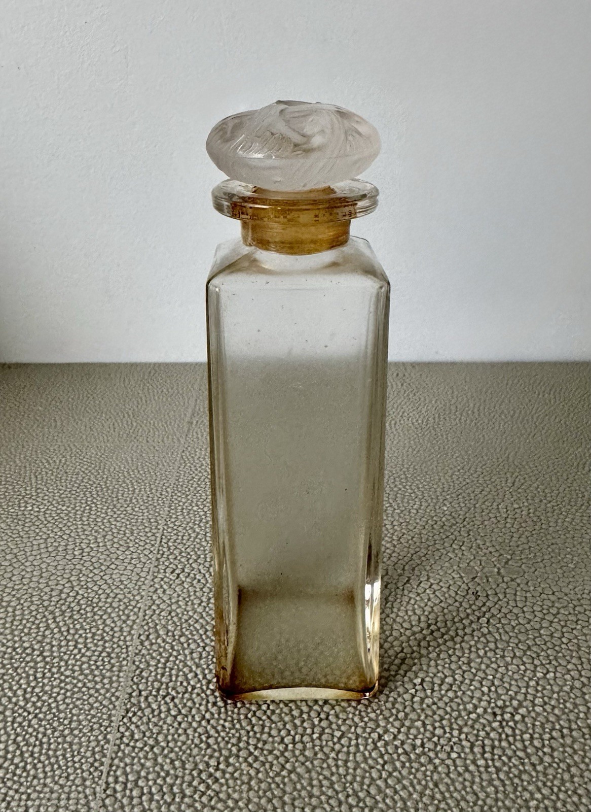 Vintage René Lalique for Coty Tall Scent Bottle with Frosted Stopper Art Deco Vintage René Lalique for Coty Tall Scent Bottle with Frosted Stopper Art Deco
