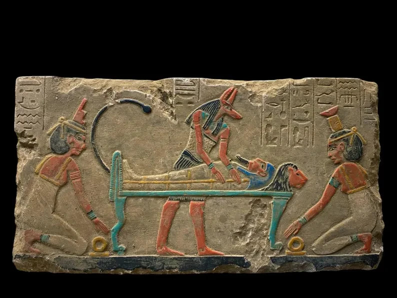 Rare Pharaonic Stela of God Anubis : Authentic Ancient Egyptian Artifact 235 BC