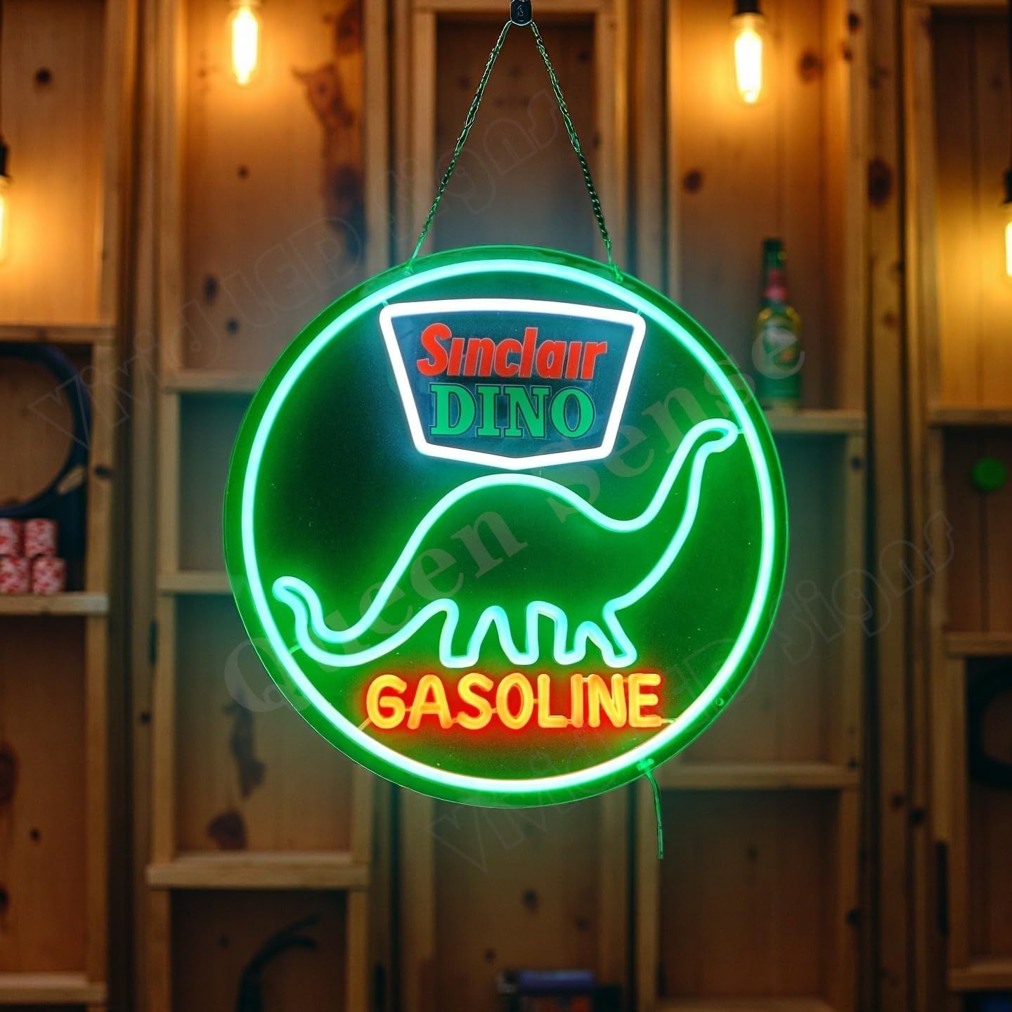 16"x16" Sinclair Dino Gasoline Gas Oil LED Neon Sign With Dimmer USB Powered 