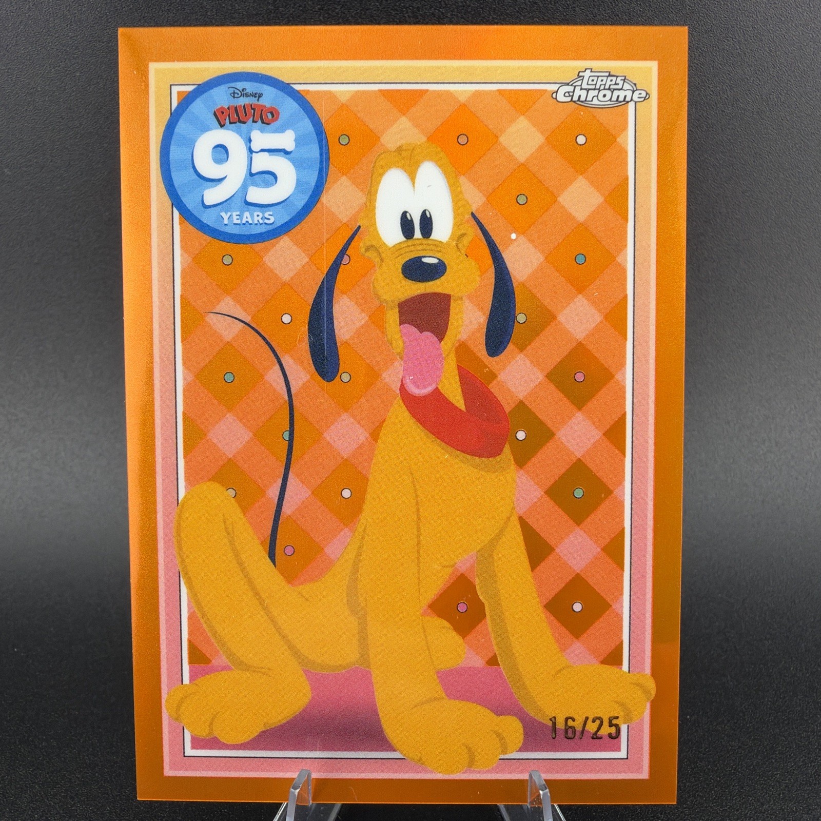 2025 Topps Chrome Disney Pluto 95th Anniversary Orange Refractor /25
