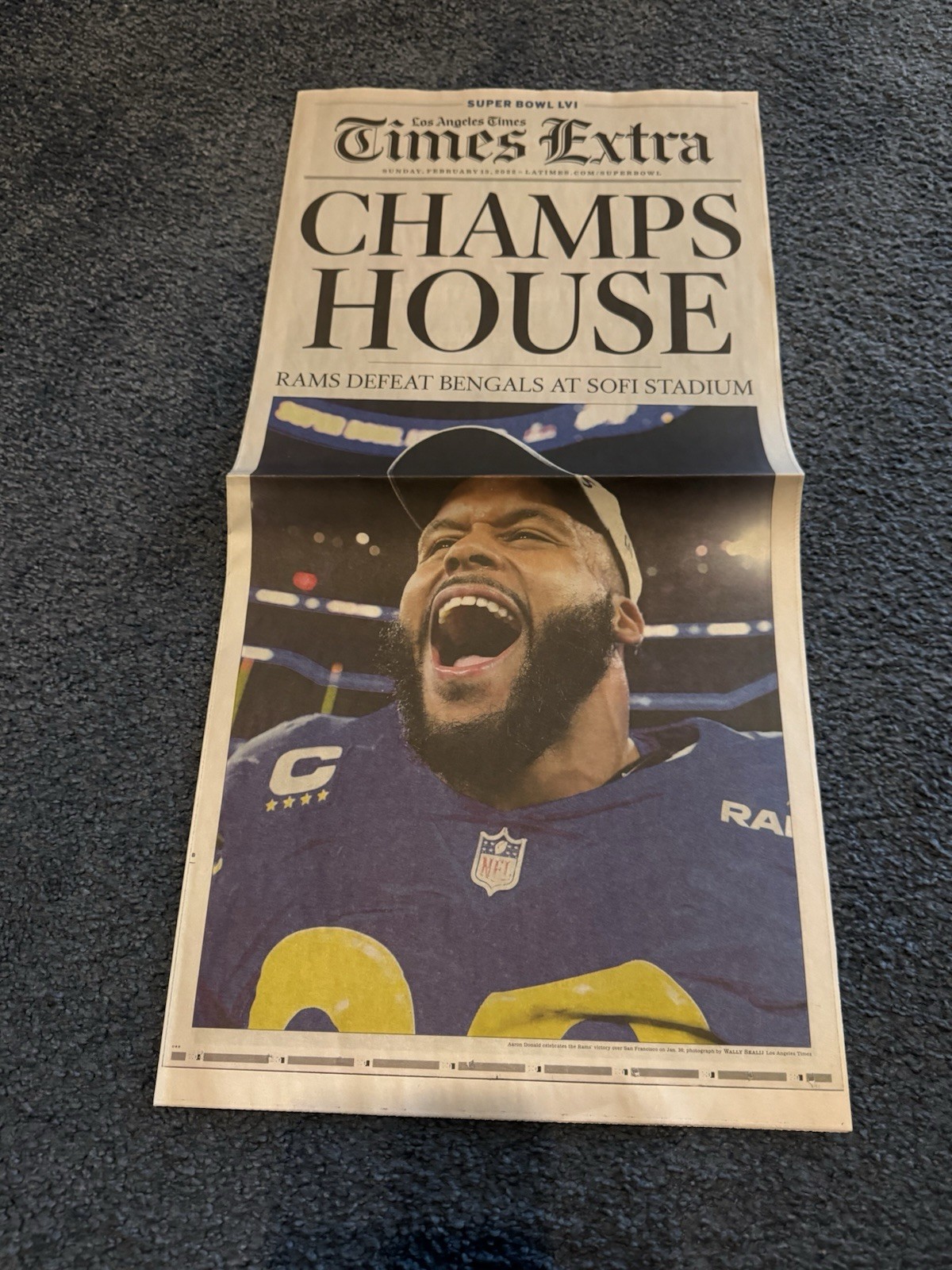LOS ANGELES RAMS 2022 SUPER BOWL LVI CHAMPIONS LA TIMES NEWSPAPER