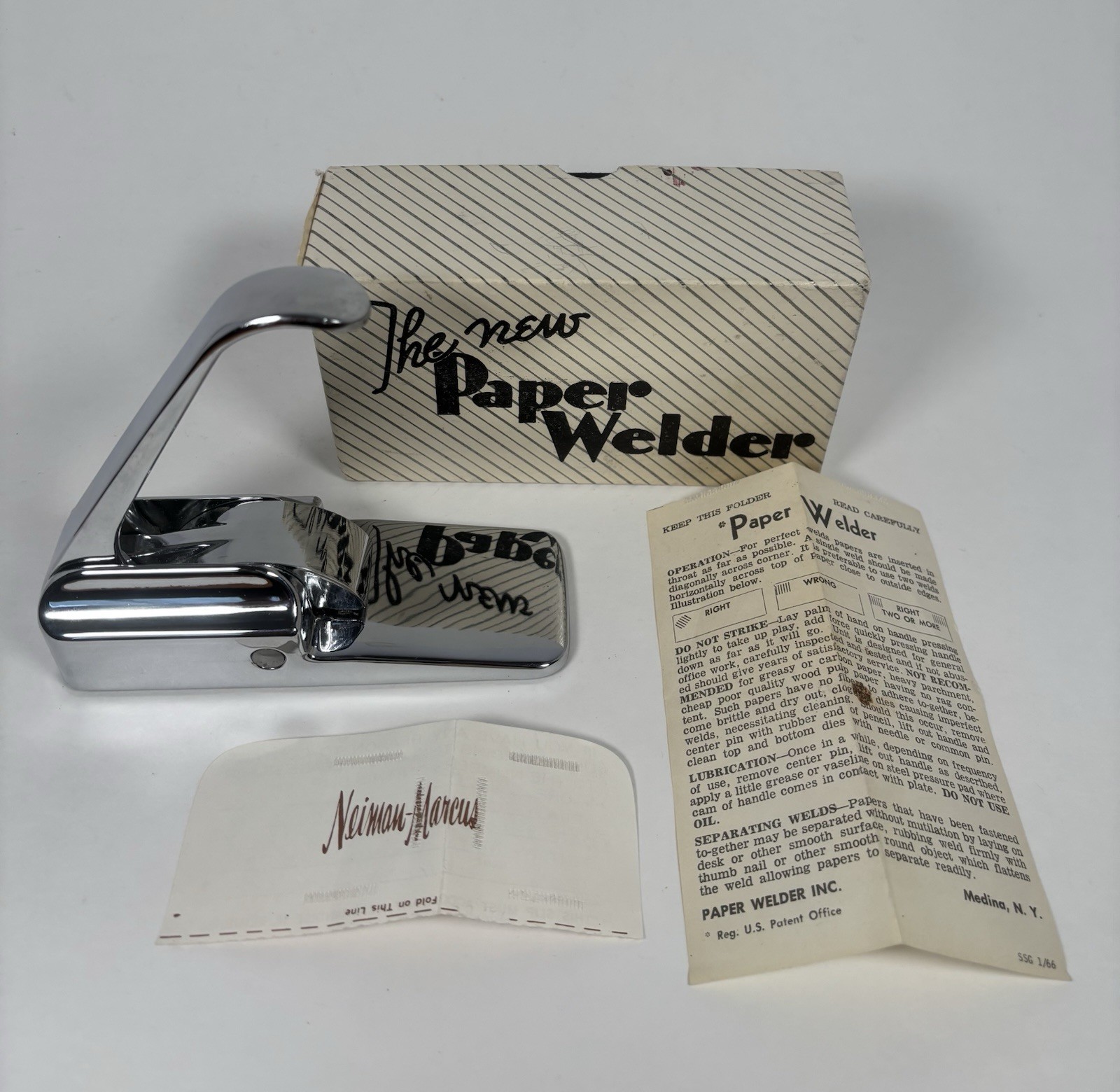 Vintage 1966 Paper Welder Stapleless Stapler Chrome w Box Instructions USA Vintage 1966 Paper Welder Stapleless Stapler Chrome w Box Instructions USA