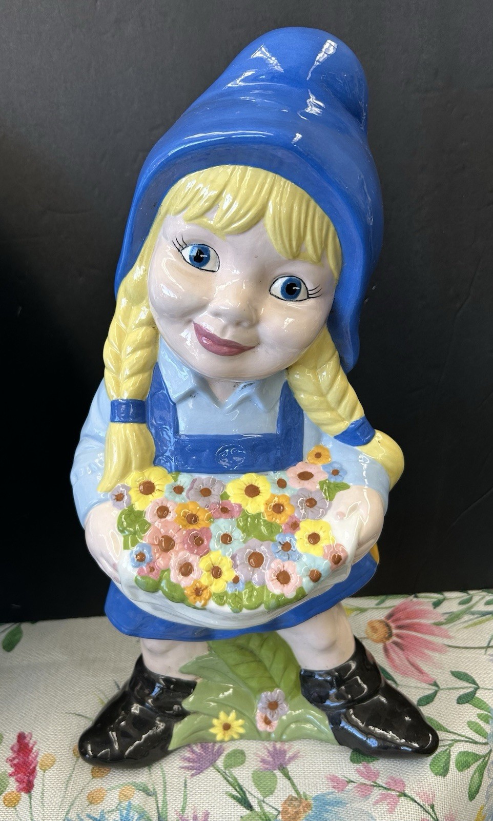 Vintage Hand Painted Porcelain Girl Figurine, 17” Tall Garden Statue Vintage Hand Painted Porcelain Girl Figurine, 17” Tall Garden Statue