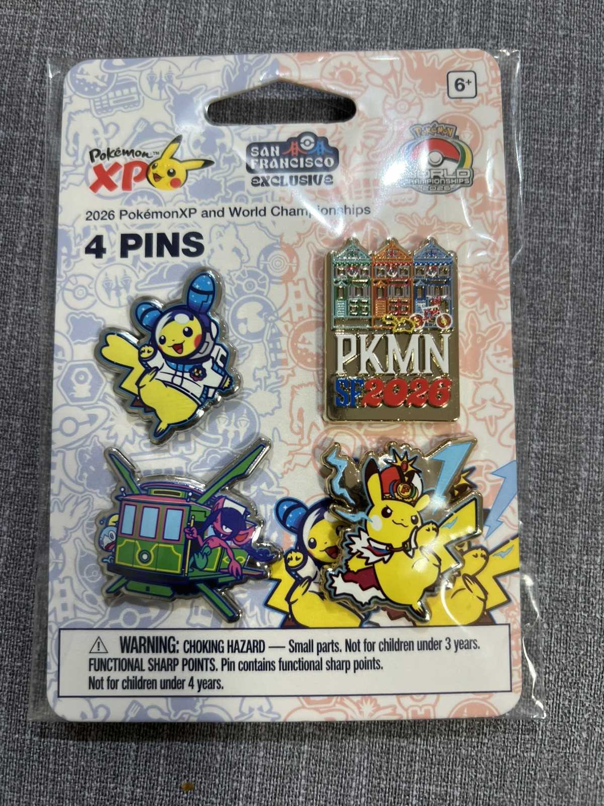 1600 Click Pin 2026 Pokémon Worlds Championship XP 4 Pin Set Exclusive SF San ...