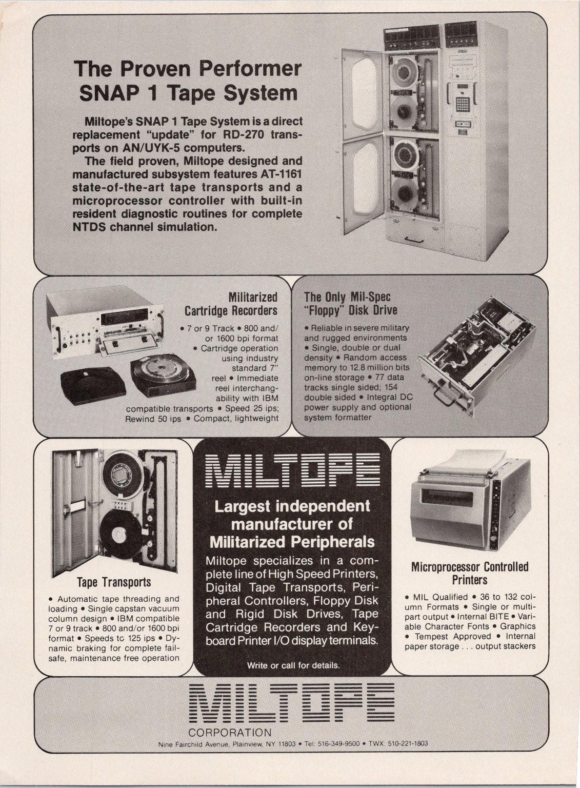 Miltope SNAP 1 Tape System Military Computer Vintage 1980s Magazine Ad