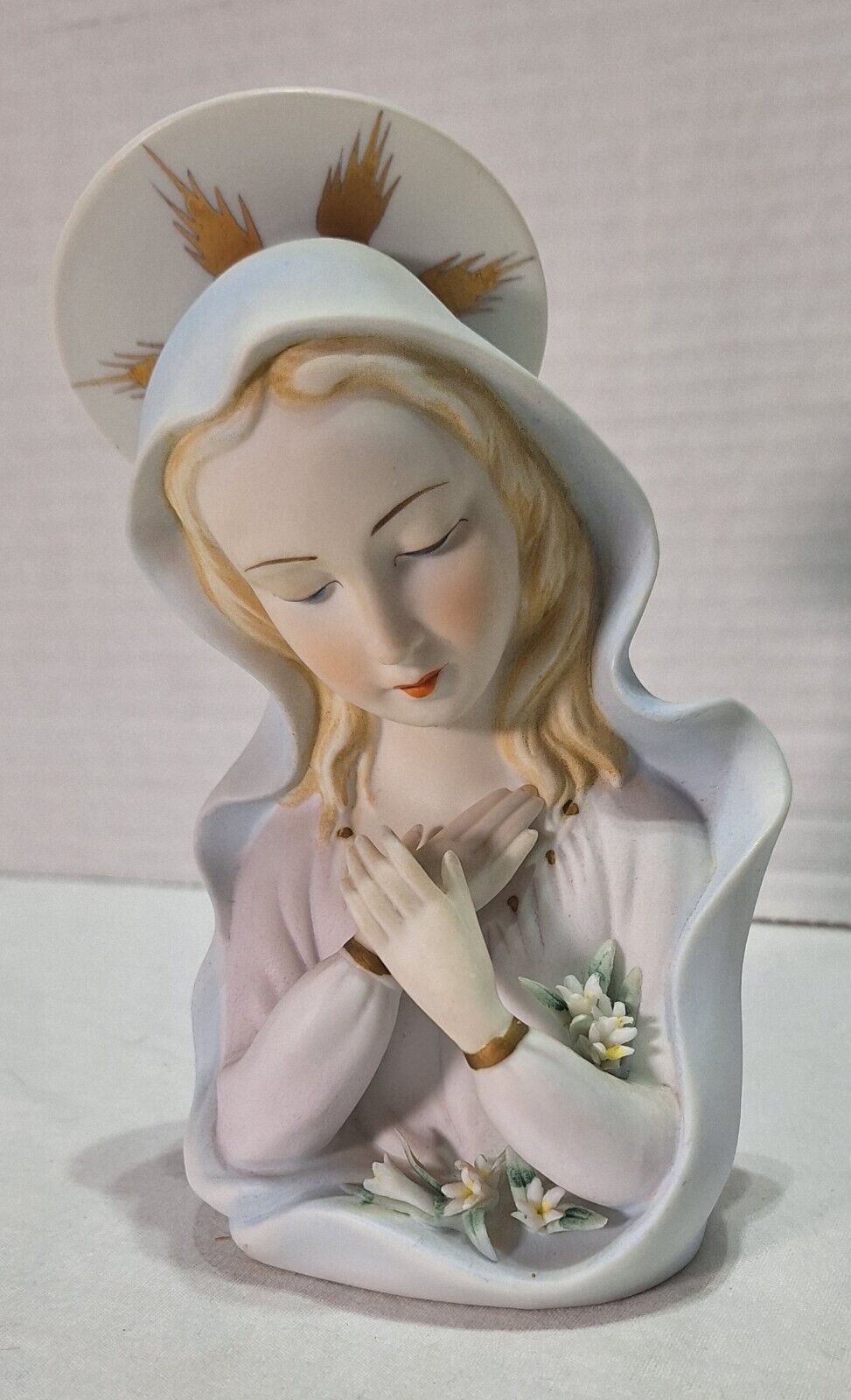 Lefton figurine Madonna ceramic bisque KW1462 6x3\