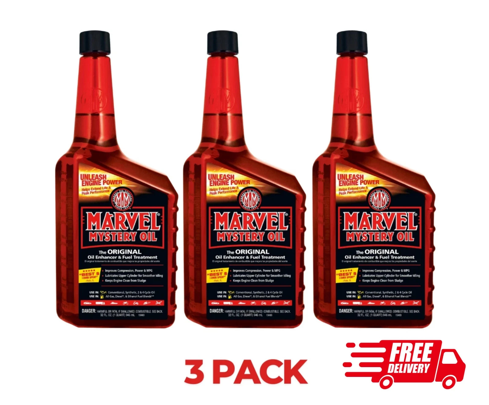 New Marvel Mystery Oil - Oil Enhancer and Fuel Treatment, 32 Oz. 3 Pack New Marvel Mystery Oil - Oil Enhancer and Fuel Treatment, 32 Oz. 3 Pack