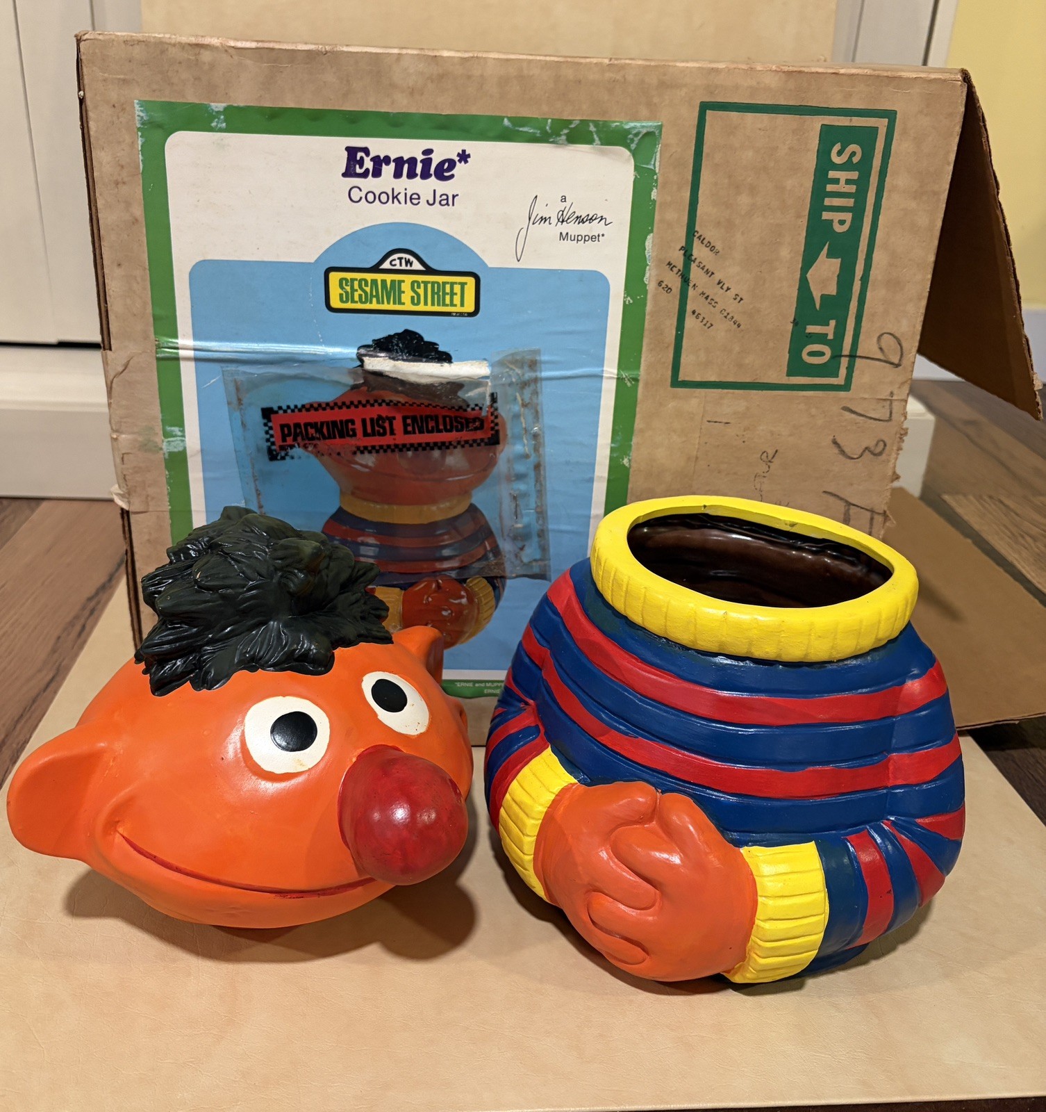 VTG Sesame Street ERNIE Ceramic Cookie Jar Jim Henson Muppets Inc 973 NIB VTG Sesame Street ERNIE Ceramic Cookie Jar Jim Henson Muppets Inc 973 NIB