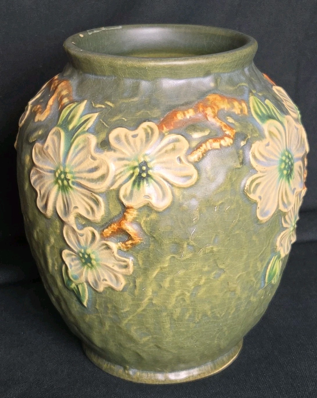 Vintage Roseville Pottery Dogwood Vase Beautiful 7.25" Tall Vintage Roseville Pottery Dogwood Vase Beautiful 7.25" Tall