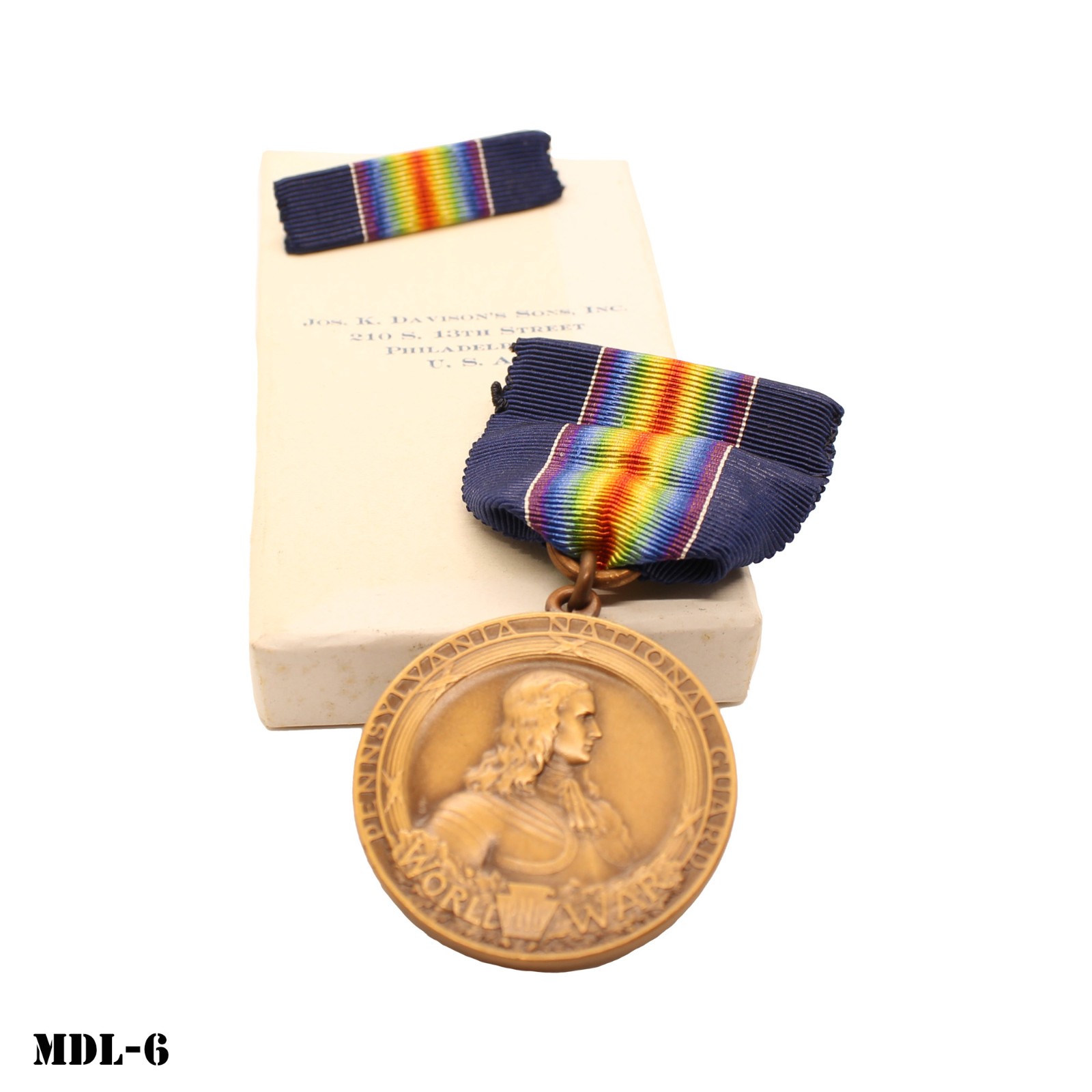 WWI Victory 28th Infantry Division PA National Guard Medal Original NEW in Box WWI Victory 28th Infantry Division PA National Guard Medal Original NEW in Box