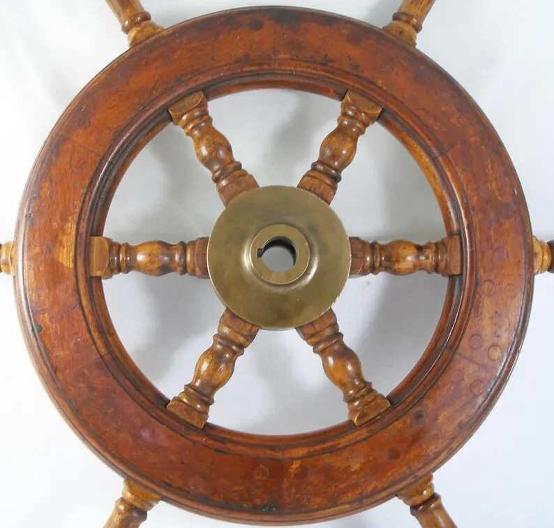24" Antique Teak Helm Wooden ship/boat wheel for Halloween Gift / Decoration 24" Antique Teak Helm Wooden ship/boat wheel for Halloween Gift / Decoration