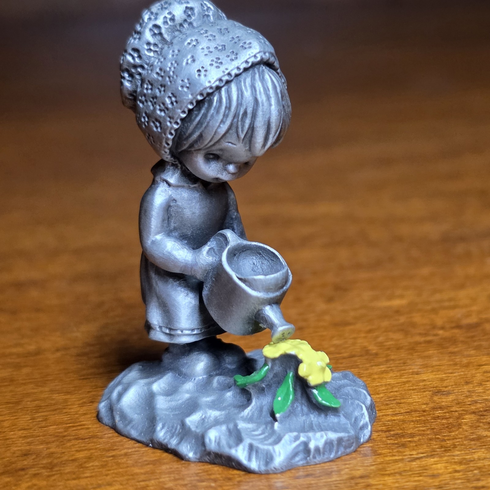 Vintage 1979 Hallmark Cards Little Gallery Pewter Figurine Girl Watering Flowers Vintage 1979 Hallmark Cards Little Gallery Pewter Figurine Girl Watering Flowers