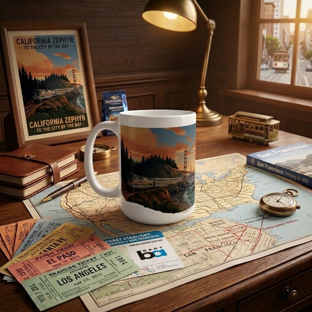 Amtrak Golden Gate Bridge Mug 15oz Vintage San Francisco Train Travel Gift Amtrak Golden Gate Bridge Mug 15oz Vintage San Francisco Train Travel Gift