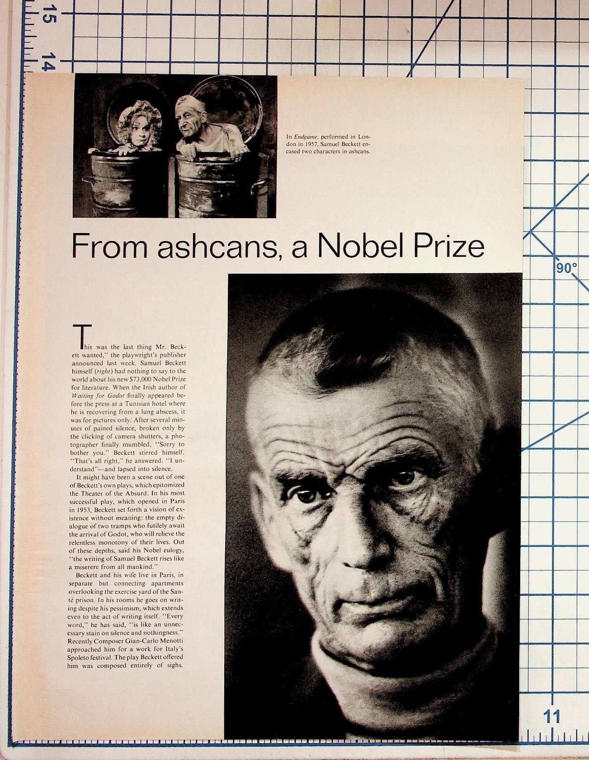 Samuel Beckett Nobel Prize Magazine Article & Photos 1960s Ephemera Samuel Beckett Nobel Prize Magazine Article & Photos 1960s Ephemera