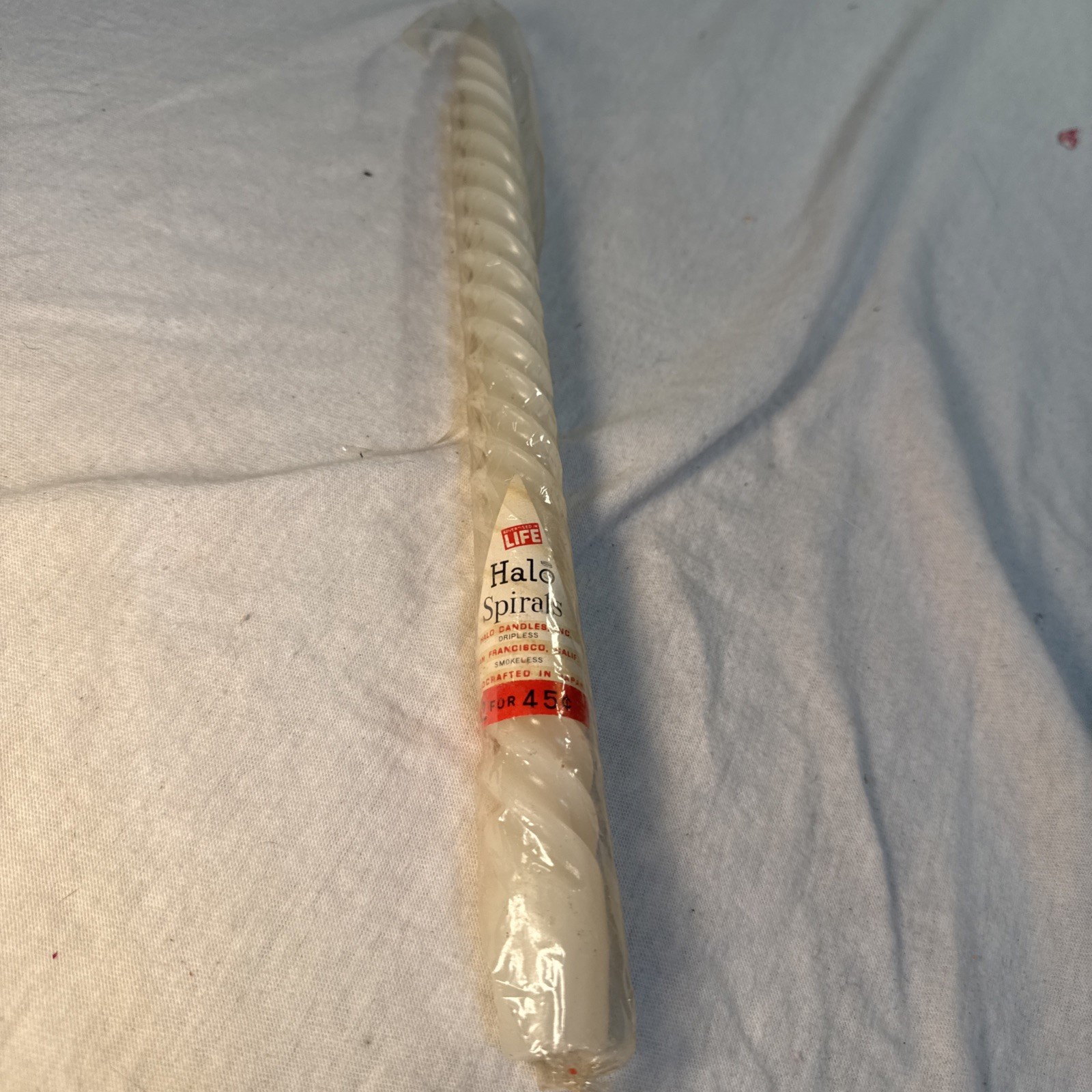Vintage Halo Spirals White Taper Candle Twist Candle 11" Made in Japan New