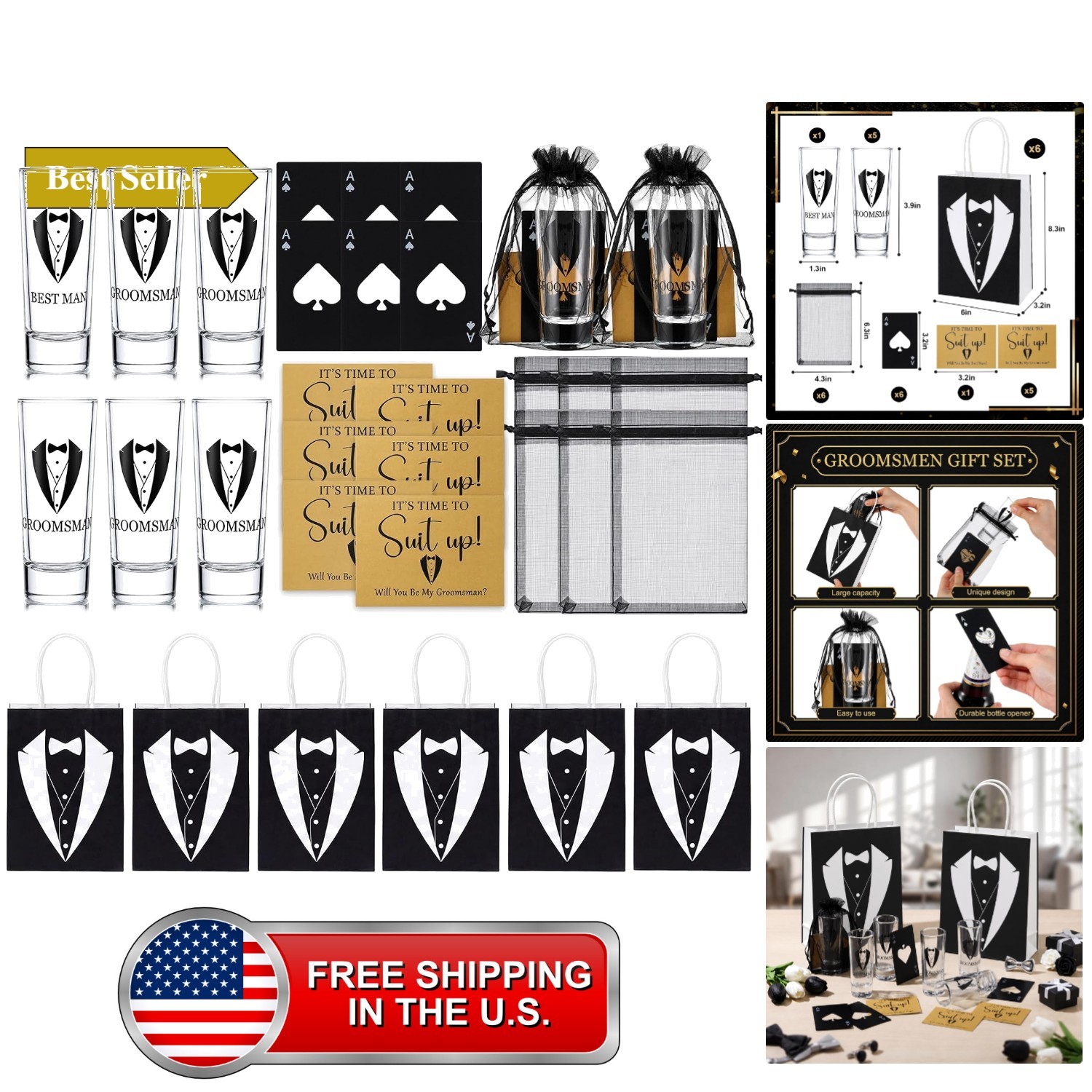 30 Pcs Groomsmen Proposal Gifts Set of 6 for Groomsman Best Men 30 Pcs Groomsmen Proposal Gifts Set of 6 for Groomsman Best Men