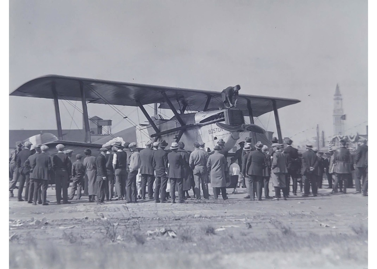 1924 World Fliers Douglas Cruiser Boston Plane East Boston Glass Negative OOAK
