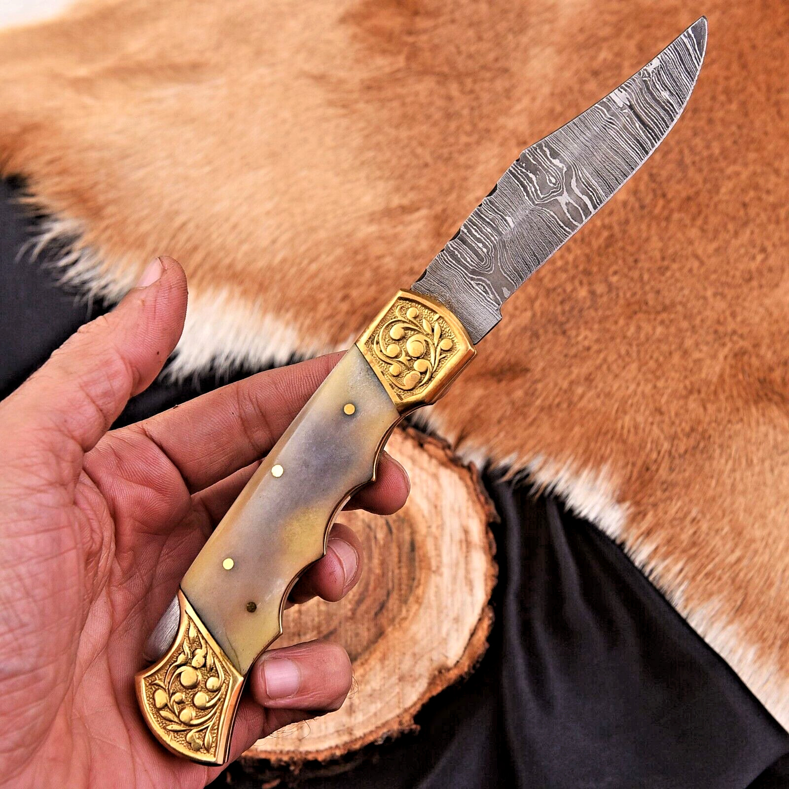 CUSTOM MADE FORGED DAMASCUS STEEL FOLDING BLADE POCKET KNIFE CAMPING 1528 CUSTOM MADE FORGED DAMASCUS STEEL FOLDING BLADE POCKET KNIFE CAMPING 1528