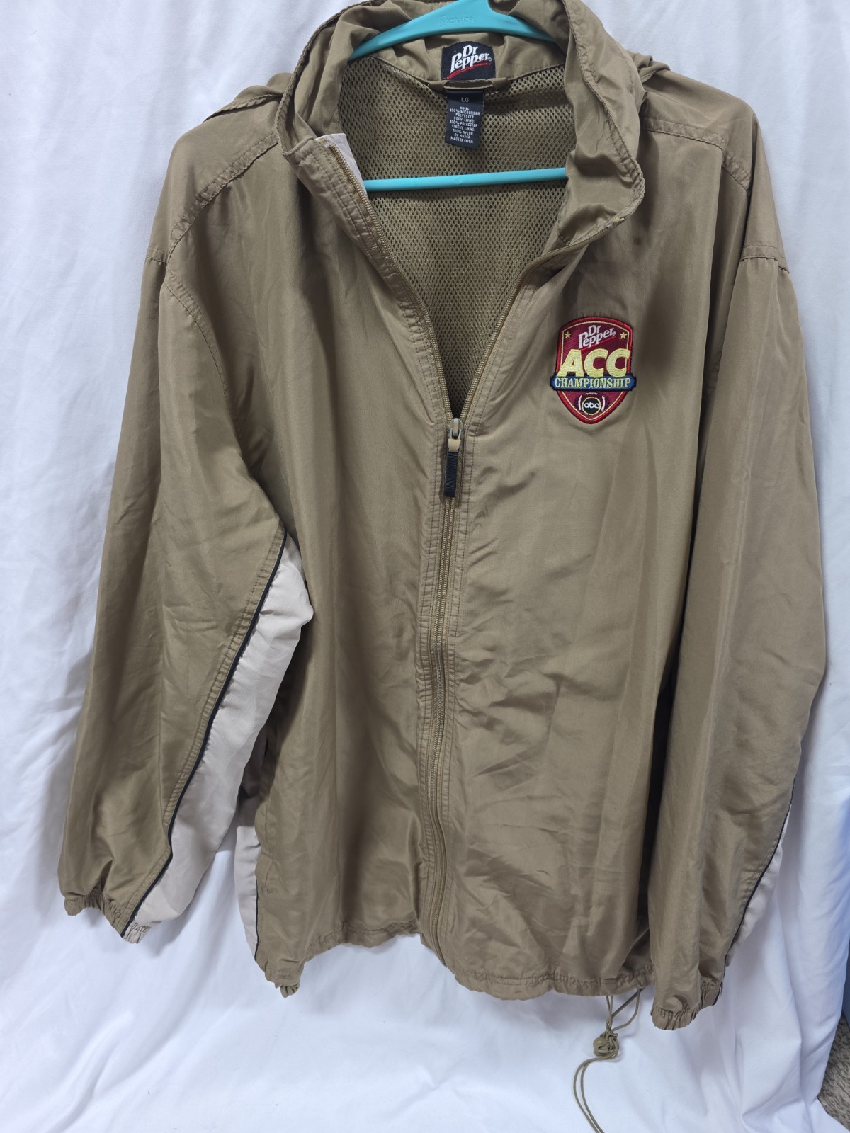 L LARGE VTG DR PEPPER ACC CHAMPIONSHIP ABC FOOTBALL HOODED MICROFIBER JACKET