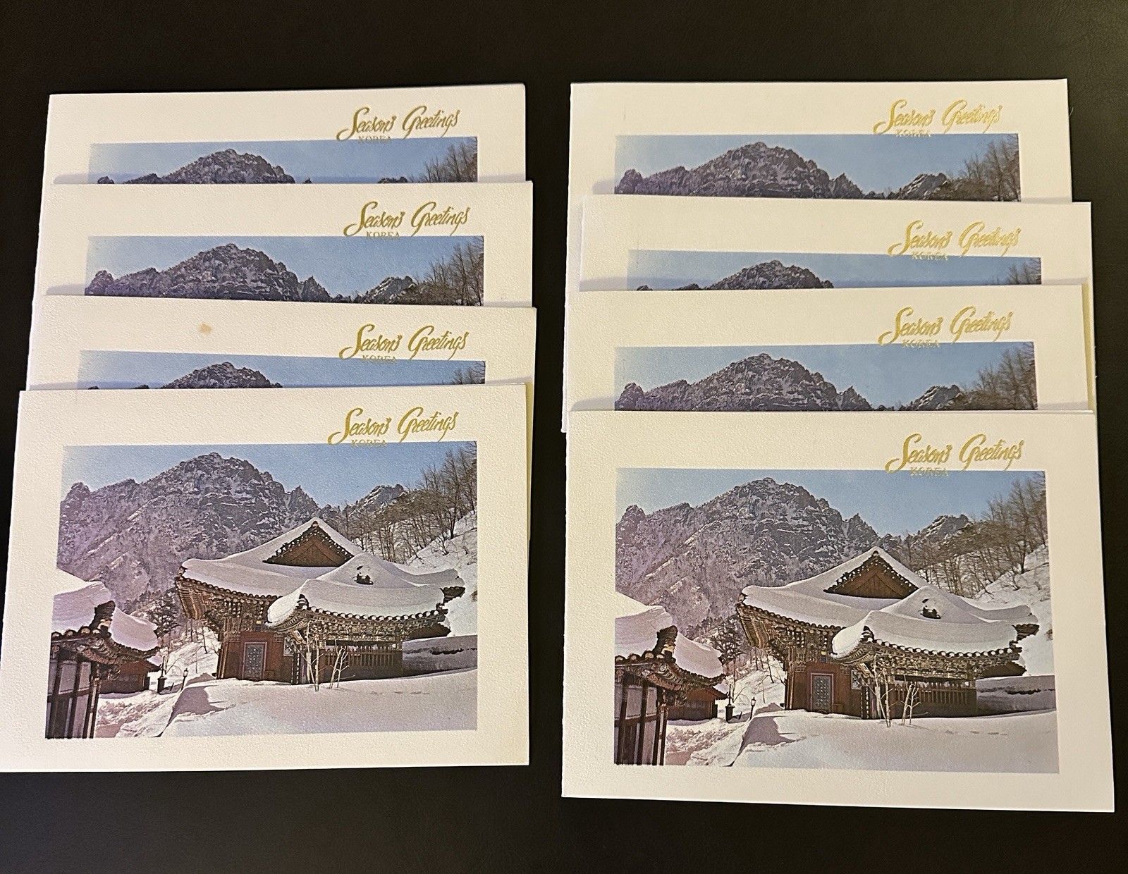 Vintage 1970s Korean Christmas Holiday Cards Lot of 8 Sinheungsa Temple Snow