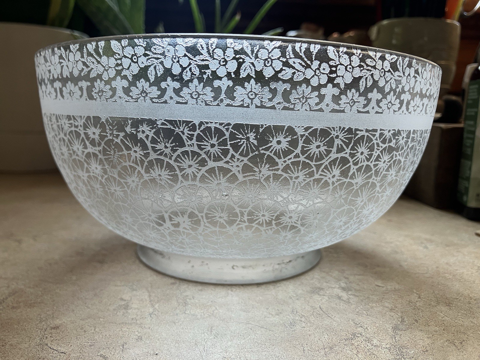 Beautiful Antique Ornate Floral Deep Etched Gas Oil Victorian Glass Shade