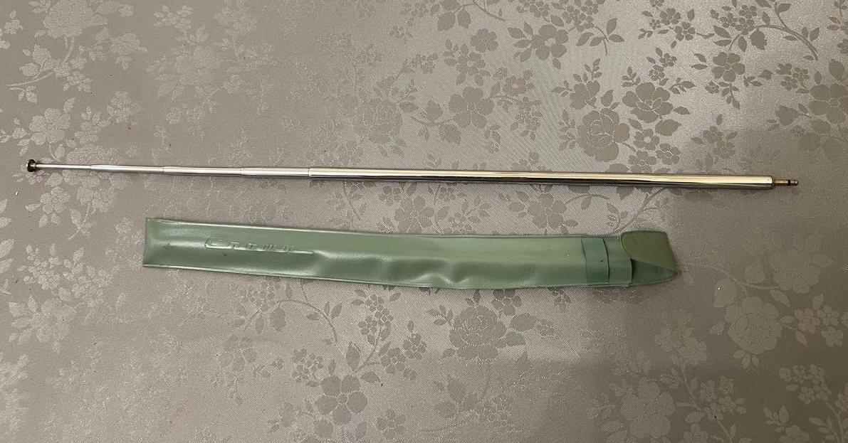 UBER-RARE Vintage Crown Plug-in Telescopic Antenna with Vinyl Storage Sleeve