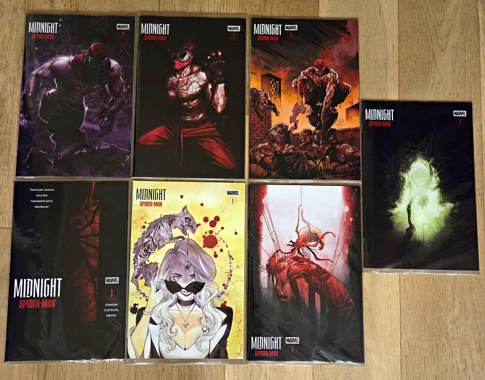Marvel Midnight Spider-Man #1 Spider-Man Variant Cover Comic Book Lot. 7 Books Marvel Midnight Spider-Man #1 Spider-Man Variant Cover Comic Book Lot. 7 Books